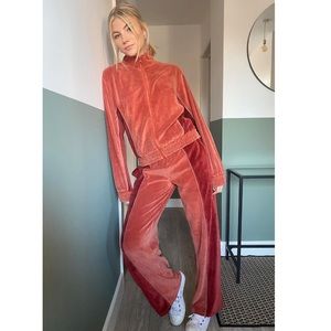 • velour two tone track pants •